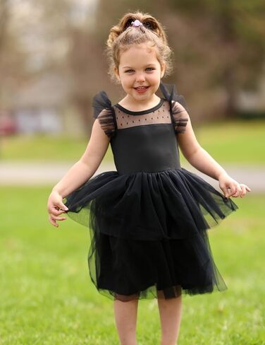Arshiner Toddler Girls Tutu Sundress Ruffle Sleeve Double Fluffy Tiered Tulle Summer Dresses for Kids 2-8Y in Saudi Arabia