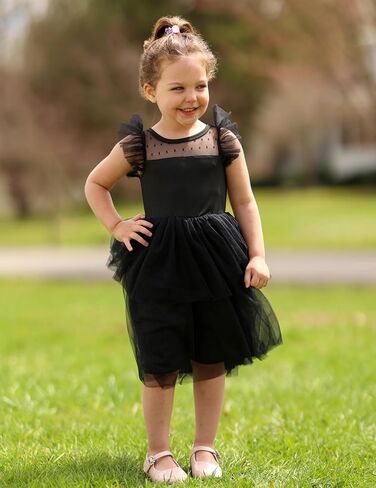 Arshiner Toddler Girls Tutu Sundress Ruffle Sleeve Double Fluffy Tiered Tulle Summer Dresses for Kids 2-8Y in Saudi Arabia