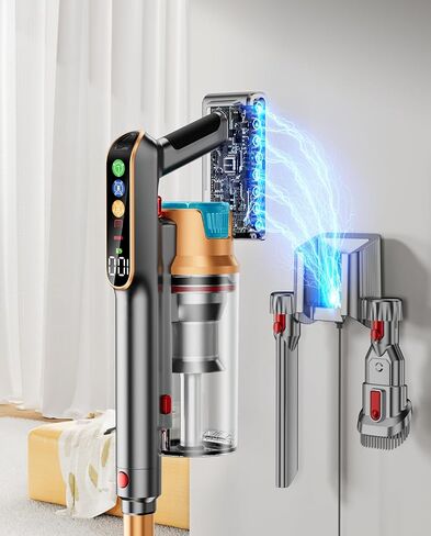 Cordless Vacuum Cleaner, 580W/48KPA/65Mins Vacuum Cleaners for Home, Super 1.8L Cup& Large LED Screen Stick Vacuum Anti-Tangle, Lightweight Cordless Vacuum with Charging Dock for Pet Hair/Carpet/Floor in Saudi Arabia