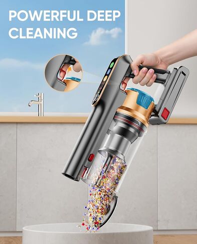 Cordless Vacuum Cleaner, 580W/48KPA/65Mins Vacuum Cleaners for Home, Super 1.8L Cup& Large LED Screen Stick Vacuum Anti-Tangle, Lightweight Cordless Vacuum with Charging Dock for Pet Hair/Carpet/Floor in Saudi Arabia