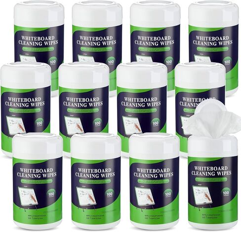 12 Pack Dry Erase Wipes 1200 Pcs Whiteboard Cleaning Wipes Wet Whiteboard Cleaner Teacher Supplies for Cleaning Markers Home Classroom School Office, 100 Per Canister in Saudi Arabia