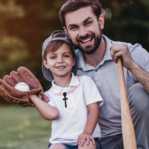 قلادة بيسبول مع قلادة متقاطعة الأزياء ثلاثة مصفرة على حبل الحبل التصميم لأعصار للرياضة فكرة هدية الحفلات للبيسبول ، 18 بوصة in Kuwait
