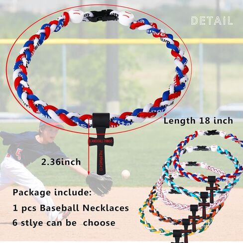 قلادة بيسبول مع قلادة متقاطعة الأزياء ثلاثة مصفرة على حبل الحبل التصميم لأعصار للرياضة فكرة هدية الحفلات للبيسبول ، 18 بوصة in Kuwait