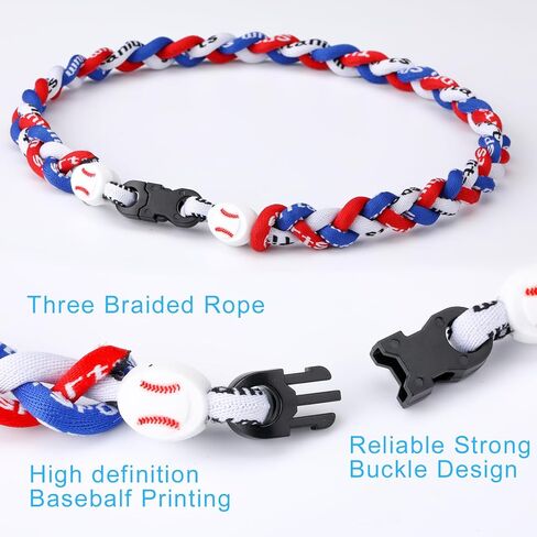 قلادة بيسبول مع قلادة متقاطعة الأزياء ثلاثة مصفرة على حبل الحبل التصميم لأعصار للرياضة فكرة هدية الحفلات للبيسبول ، 18 بوصة in Kuwait