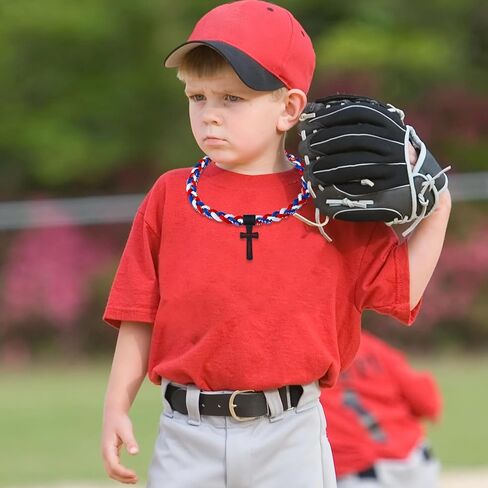 قلادة بيسبول مع قلادة متقاطعة الأزياء ثلاثة مصفرة على حبل الحبل التصميم لأعصار للرياضة فكرة هدية الحفلات للبيسبول ، 18 بوصة in Kuwait