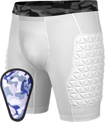 Youth Compression Padded Sliding Shorts with Soft Protective Athletic Cup Underwear for Baseball Football Lacrosse (White) in Saudi Arabia