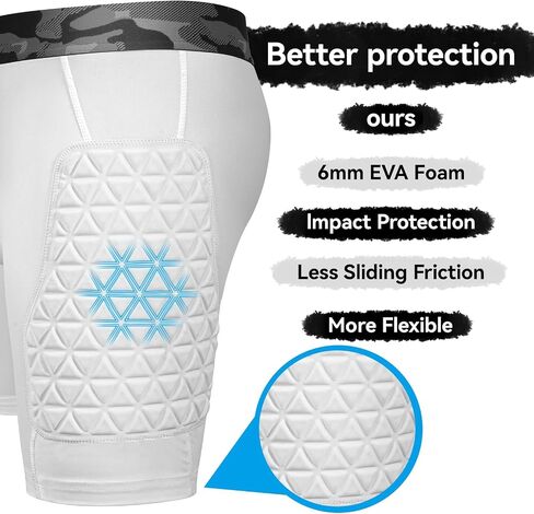 Youth Compression Padded Sliding Shorts with Soft Protective Athletic Cup Underwear for Baseball Football Lacrosse (White) in Saudi Arabia