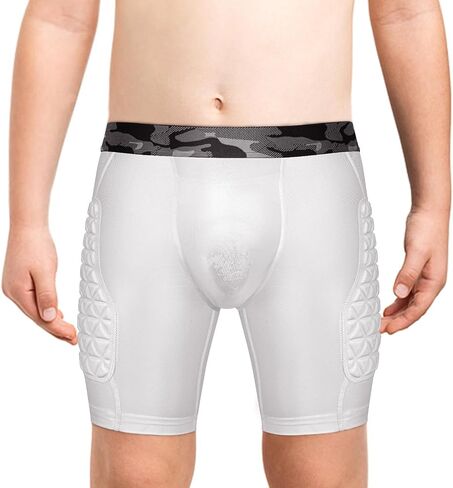 Youth Compression Padded Sliding Shorts with Soft Protective Athletic Cup Underwear for Baseball Football Lacrosse (White) in Saudi Arabia