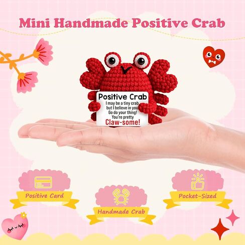 Gifts for Mom Mothers Birthday Positive Crochet Crab Emotional Crochet Animals Mini Handmade Birthday Gift for Mothers Day Decor Mama Mummy from Daughter Son in Saudi Arabia