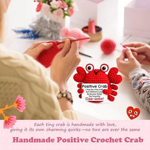 Gifts for Mom Mothers Birthday Positive Crochet Crab Emotional Crochet Animals Mini Handmade Birthday Gift for Mothers Day Decor Mama Mummy from Daughter Son in Saudi Arabia
