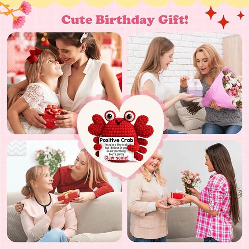Gifts for Mom Mothers Birthday Positive Crochet Crab Emotional Crochet Animals Mini Handmade Birthday Gift for Mothers Day Decor Mama Mummy from Daughter Son in Saudi Arabia