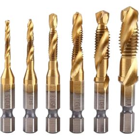6PCS M3-M10 Screw Tap Drill Bits Taps Woodworking Metric Combination Bit 1/4 INCH Quick Change Hex(Color:M6(1PC)) in Saudi Arabia