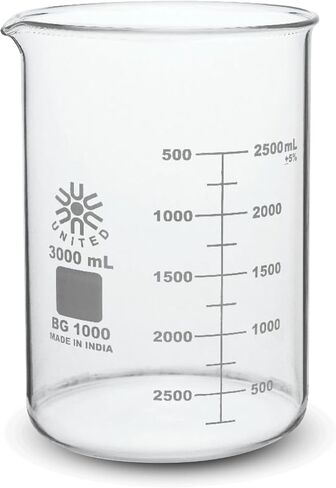 United Scientific™ BG1000-2000 Borosilicate Laboratory Grade Glass Beakers | Griffin Style Low Form Beaker | Graduated with Spout | Designed for Laboratories & Chemistry Classrooms | 2,000mL | 1 Each in Kuwait