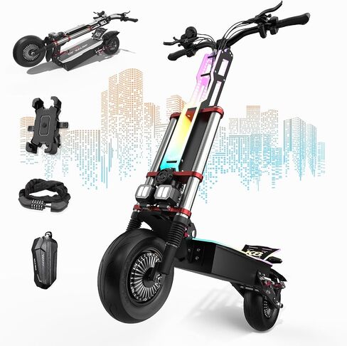 Scooter الكهربائي البالغ K8 6000W محرك مزدوج ، Max Speed ​​50mph النطاق 70 ميل ، 12 بوصة الإطارات شارع الركاب SPACTER in Kuwait