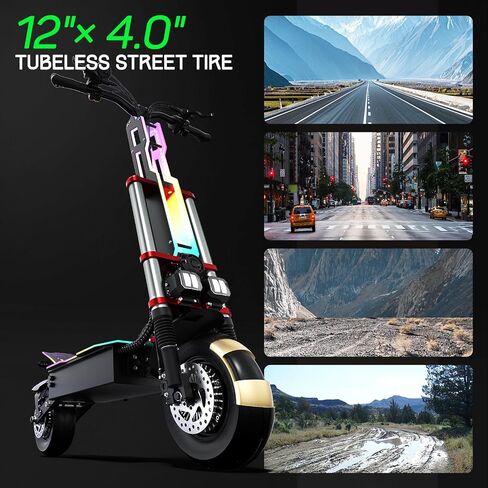 Scooter الكهربائي البالغ K8 6000W محرك مزدوج ، Max Speed ​​50mph النطاق 70 ميل ، 12 بوصة الإطارات شارع الركاب SPACTER in Kuwait