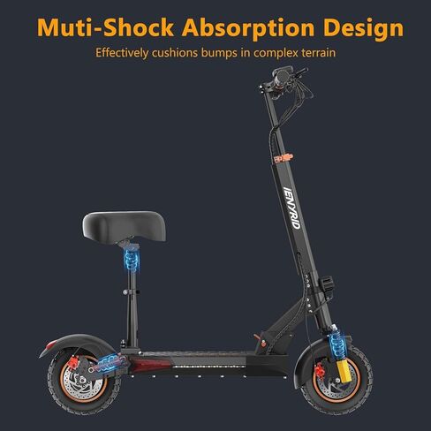 Ienyrid Electric Scooter Adults ، Sceat E Scooter مع مقعد 1000W محرك الناتج الذروة 28 ميلاً في الساعة 30 ميلينز إطارات الهواء 10 بوصات ، تعليق مزدوج ، 48V/12.5AH بطارية قابلة للطي محمولة M4 PRO S+ in Saudi Arabia