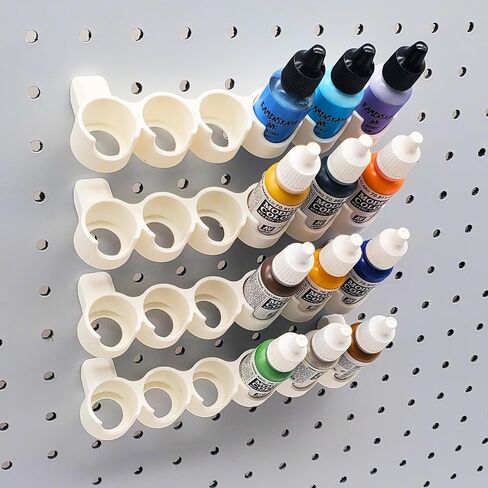 "مجرد تعليق" 1/4 "Pegboard 17/18ml تخزين الطلاء. متوافق مع Vallejo ، Reaper ، علامات تجارية رسام الجيش من زجاجات الطلاء. 6 PAINTS/Holder Pegboard Storage. منظمة مصغرة (4 ، أسود غير لامع) in Kuwait