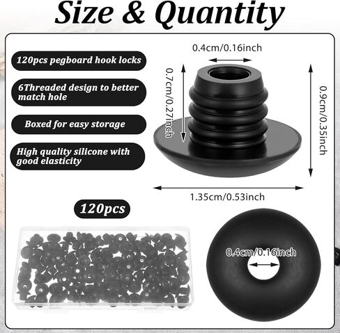 أقفال خطاف Pegboard 120pcs ، مقاطع سدادات خطاف ربط ملائمة للوحة الربط ، سدادة بيغوك سدادة أسود قفل Pegboard Apacer Pets Stoppers Stoppers from Hooks of Falling Off in Saudi Arabia