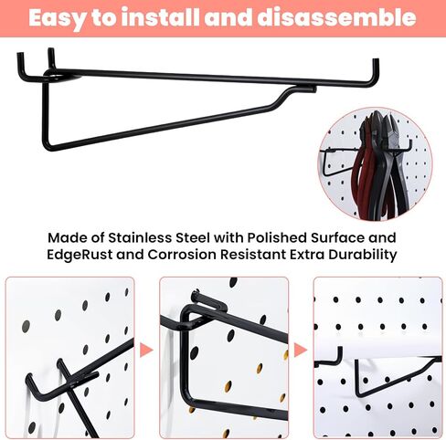 12 Pecs Pegboard Shelf Hooks ، Back Peg Board Brackets 8 بوصة ، مجموعة خطاف المعادن ، نظام تخزين مختلف للأدوات للمرآب ، الحرف ، ورشة العمل ، طاولة العمل in Saudi Arabia