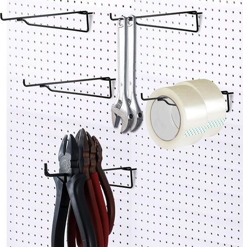 12 Pecs Pegboard Shelf Hooks ، Back Peg Board Brackets 8 بوصة ، مجموعة خطاف المعادن ، نظام تخزين مختلف للأدوات للمرآب ، الحرف ، ورشة العمل ، طاولة العمل in Saudi Arabia