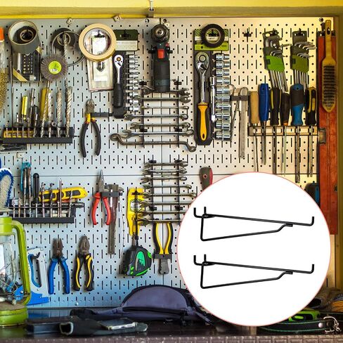 12 Pecs Pegboard Shelf Hooks ، Back Peg Board Brackets 8 بوصة ، مجموعة خطاف المعادن ، نظام تخزين مختلف للأدوات للمرآب ، الحرف ، ورشة العمل ، طاولة العمل in Saudi Arabia