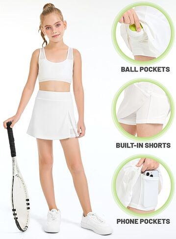 Girls Tennis Skirt High Waisted Athletic Skorts with Pockets Shorts A-line Golf Skirt Sports Gym Running Workout School in Kuwait