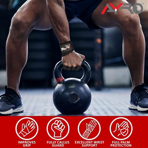 AYRO Workout Gloves for Men & Women – Ventilated Weight Lifting Gloves with Wrist Support - Gym Gloves for Men, Breathable Palm Padding, Non-Slip Grip – Ideal for Gym, Fitness, Cross Training in Kuwait
