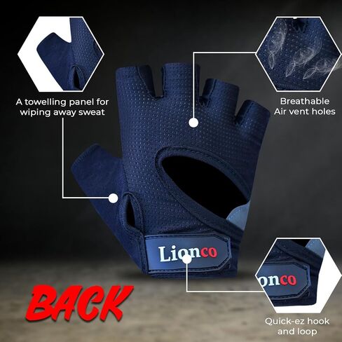 LIONCO Workout Gloves for Men Women,Weight Lifting Gloves with Breathable Gel Padded Excellent Grip for Gym Exercise,Cycling,Weightlifting,Fitness Training,Pull Ups and Climbing and Rowing in Saudi Arabia