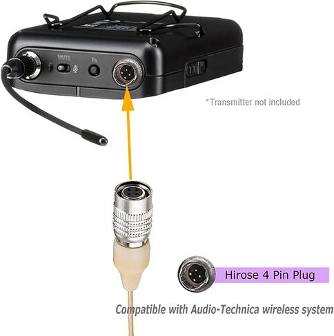 Single Earhook Headset Microphone Headworn Over Ear Hanging Condenser Omnidirectional Mic Clip Compatible with Shure Wireless Bodypack Transmitter System with Mini XLR 4 Pin TA4F Plug in Kuwait