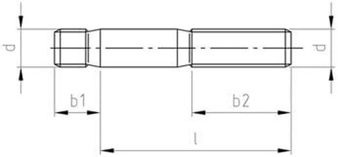 (50pcs) DIN 939 Metric Studs, M14X110mm Nominal Length (128mm Overall Length), Plain Center, A4 Stainless Steel in Saudi Arabia