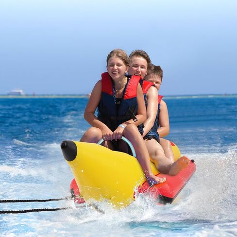 Goplus Inflatable Towable Tubes for Boating, 1-3 Rider Hot Dog Tube w/Electric Air Pump, Carrying Bag, Water Recreation Sports Banana Boat for Towing Rider in Saudi Arabia