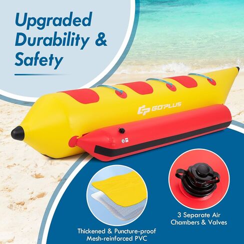 Goplus Inflatable Towable Tubes for Boating, 1-3 Rider Hot Dog Tube w/Electric Air Pump, Carrying Bag, Water Recreation Sports Banana Boat for Towing Rider in Saudi Arabia