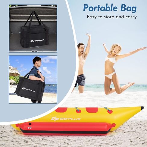 Goplus Inflatable Towable Tubes for Boating, 1-3 Rider Hot Dog Tube w/Electric Air Pump, Carrying Bag, Water Recreation Sports Banana Boat for Towing Rider in Saudi Arabia