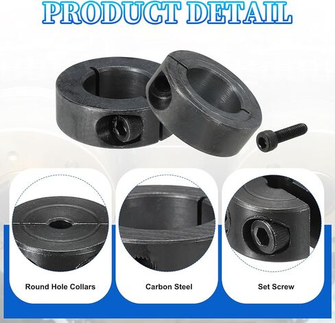Meccanixity Bore 18 مم من طوق عمود تقسيم واحد 36 مم OD 13 مم طوق القفل الصلب الكربون مع مجموعة المسمار و bench hex لصناعة أدوات الآلات (الأسود ، حزمة 2) 2) in Saudi Arabia