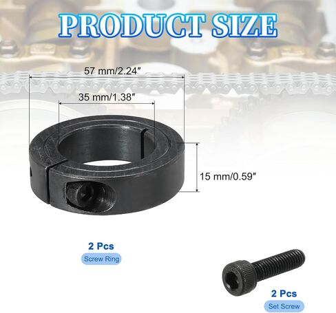 MECCANIXITY Bore 18 mm Single Split Shaft Collar 36 mm OD 13 mm Thickness Carbon Steel Locking Collar Clamp Style with Set Screw & Hex Wrench for Machine Tools Industry (Black, Pack of 2) in Saudi Arabia