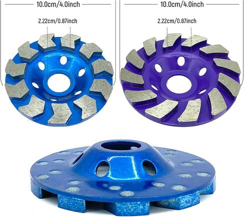 2pcs عجلات طحن الخرسانة الملموسة ملموسة 100 مم 4 بوصات ، تناسب 7/8 "شارب لطاحونة الزاوية ، وتشكيل تنظيف البناء البناء من الطوب الرخاني الرخاني ， الأزرق in Saudi Arabia