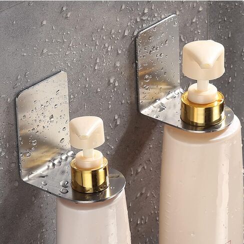 BiJun Soap Dispenser Wall Mount, 4pc Shower Shampoo Holder Hole of 1.06in Hanging Jar Rack Shampoo Standing Shelf Storage for Bathroom and Kitchen (1.06in, Silver) in Kuwait
