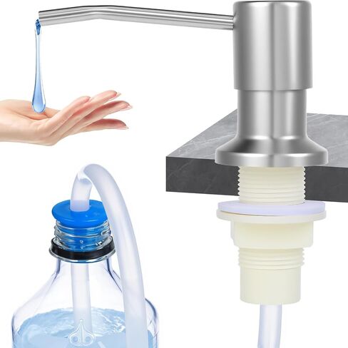 Soap Dispenser for Kitchen Sink, Stainless Steel Under Sink Soap Dispenser Pump with 47Inch Extension Tube Kit, No Need to Fill Little Bottle Again(Silver) in Saudi Arabia