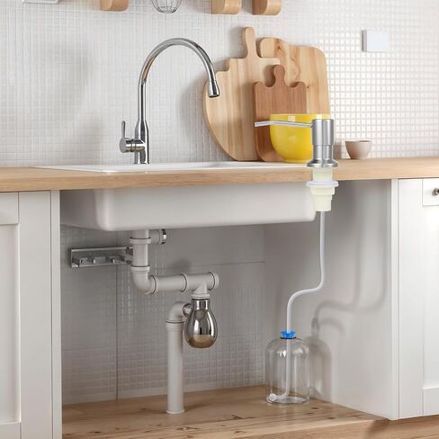 Soap Dispenser for Kitchen Sink, Stainless Steel Under Sink Soap Dispenser Pump with 47Inch Extension Tube Kit, No Need to Fill Little Bottle Again(Silver) in Saudi Arabia