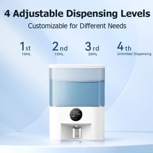 X124 موزع غسول الفم الأوتوماتيكي الذكي-18.26 أوقية لا تلمس مع 4 أكواب ألوان ، 4 أوضاع للاستغناء ، شاشة USB-C قابلة لإعادة الشحن ، LED ، شاشة الحائط-مقاومة للماء (أسود) in Kuwait