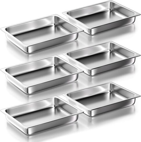 WantJoin Steam Table Hotel Pans 1/2 Half Size 2.5 Inch Deep 6 Pack, Stainless Steel Metal Tray Sets Food Storage Container for Restaurant Chafing Dishes Commercial Buffet Warmer Catering Supplies in Saudi Arabia