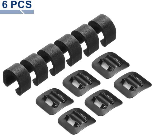 HARFINGTON 6pcs Bicycle C-Clips Clamps Housing Hose Guide Brake Derailleur Shift Cables with Adhesive Seat for MTB, Black in Saudi Arabia