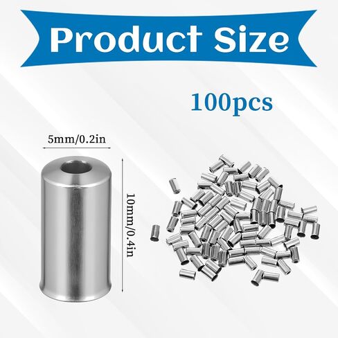 أبعاد نهاية كبل الفرامل ، 100pcs نهايات الكابلات نهايات الدراجة ألومنيوم سبيكة الفرامل نهاية الكابلات نصائح تجعيد الدراجات الكابلات مرتبة ل Rouad Moutain الدراجات/الطريق طي الدراجات (الفضة) in Saudi Arabia
