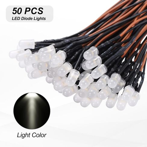 uxcell 50pcs 5mm LED Diode Lights, Emerald Green DC 12V Pre-Wired Small Emitting LED Light High Brightness in Saudi Arabia