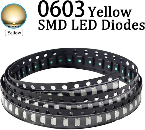 SMD Led Light Kits, 0603 SMD Led Kit, Yellow Color SMD Led Kits, 100 Pcs Bright Light Led Diode, SMD Led Diode Kits for Various Digital Products, Led Display Screens, Electronic DIY in Kuwait