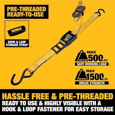 DEWALT DXBC90042 أسود / أصفر 1 "× 12 'أشرطة الكاميرا - 500 رطل حمولة عمل آمنة / 1،500 رطل قوة كسر ، 2 عبوة in Kuwait