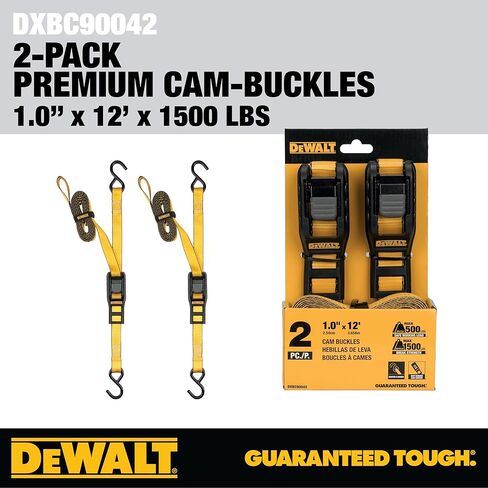DEWALT DXBC90042 أسود / أصفر 1 "× 12 'أشرطة الكاميرا - 500 رطل حمولة عمل آمنة / 1،500 رطل قوة كسر ، 2 عبوة in Kuwait
