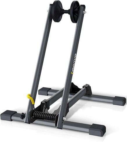 Bike Stand Floor for 16" - 29" Tires, Folding Garage Bike Rack for MTB & Road Bike Up to 2.4" Tire Width, Easy Storage Indoor Bicycle Stand，Latest Carbon Steel Version in Saudi Arabia