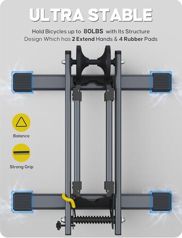 Bike Stand Floor for 16" - 29" Tires, Folding Garage Bike Rack for MTB & Road Bike Up to 2.4" Tire Width, Easy Storage Indoor Bicycle Stand，Latest Carbon Steel Version in Saudi Arabia