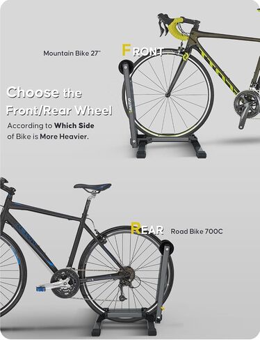 Bike Stand Floor for 16" - 29" Tires, Folding Garage Bike Rack for MTB & Road Bike Up to 2.4" Tire Width, Easy Storage Indoor Bicycle Stand，Latest Carbon Steel Version in Saudi Arabia